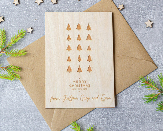 Personalised Wooden Christmas card | scandi Christmas card | engraved | for her | Christmas tree card |