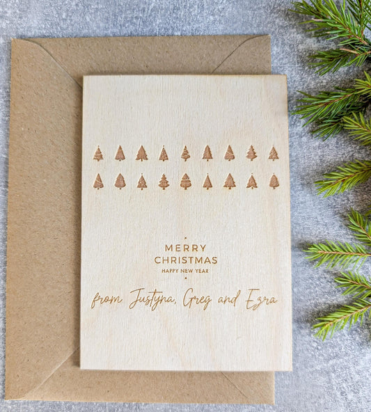 Personalised Wooden Christmas card | scandi Christmas card | engraved | for her | Christmas tree card |