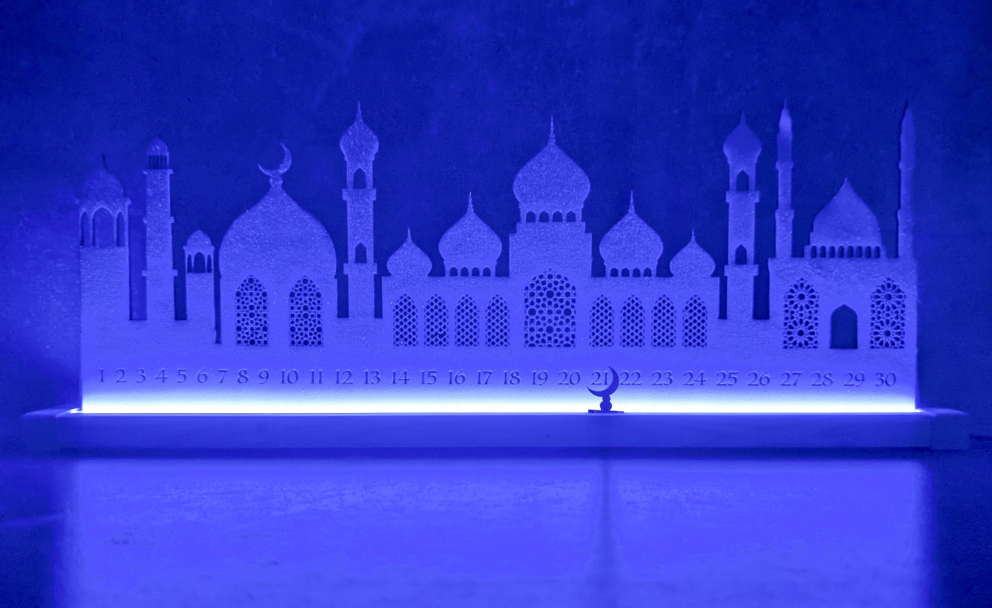Wooden Ramadan Calendar with LED light | Eid Countdown | Ramadan Lamp | Eid Gift | Eid Celebration |Eid Table Stand Decoration Freestanding