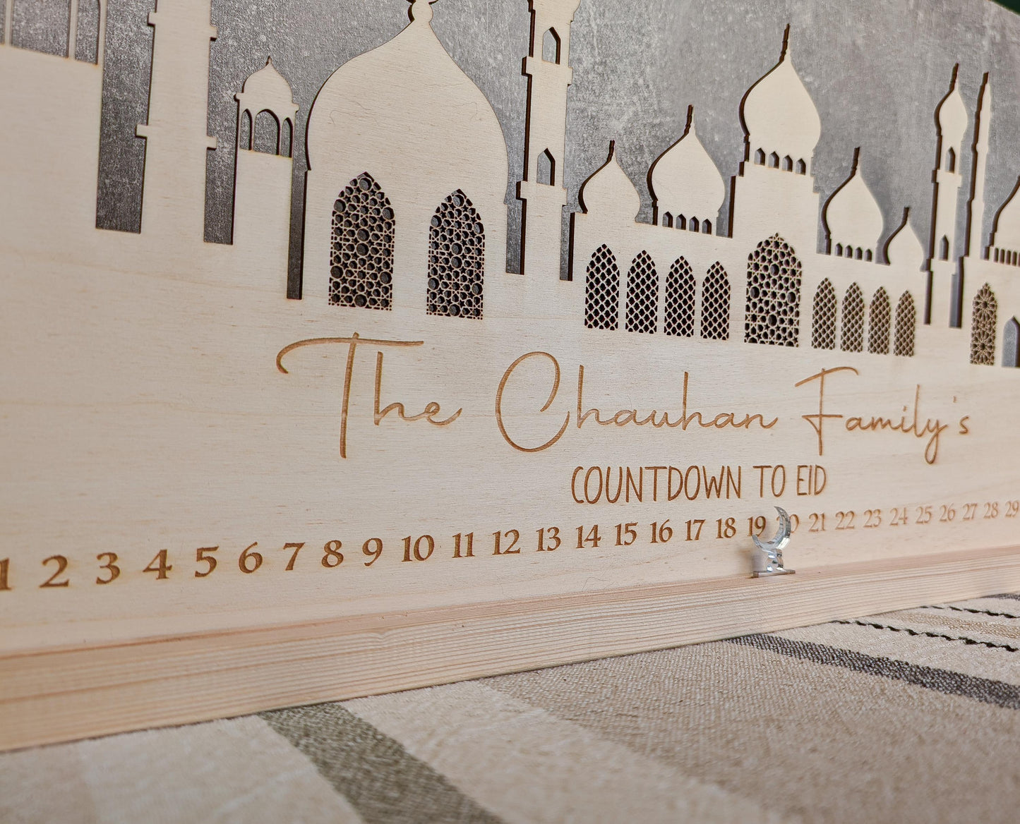 Personalised Wooden Ramadan Calendar | Eid Countdown | Ramadan Decor | Eid Gift | Eid Celebration | Eid Mubarak Table Stand Decoration