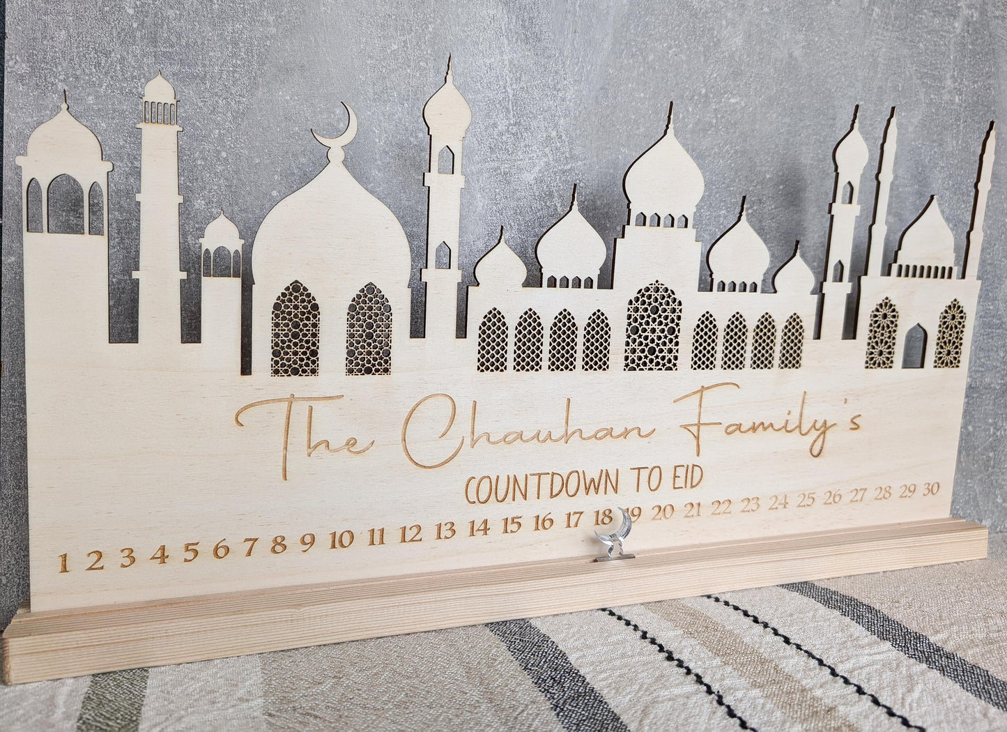 Personalised Wooden Ramadan Calendar | Eid Countdown | Ramadan Decor | Eid Gift | Eid Celebration | Eid Mubarak Table Stand Decoration