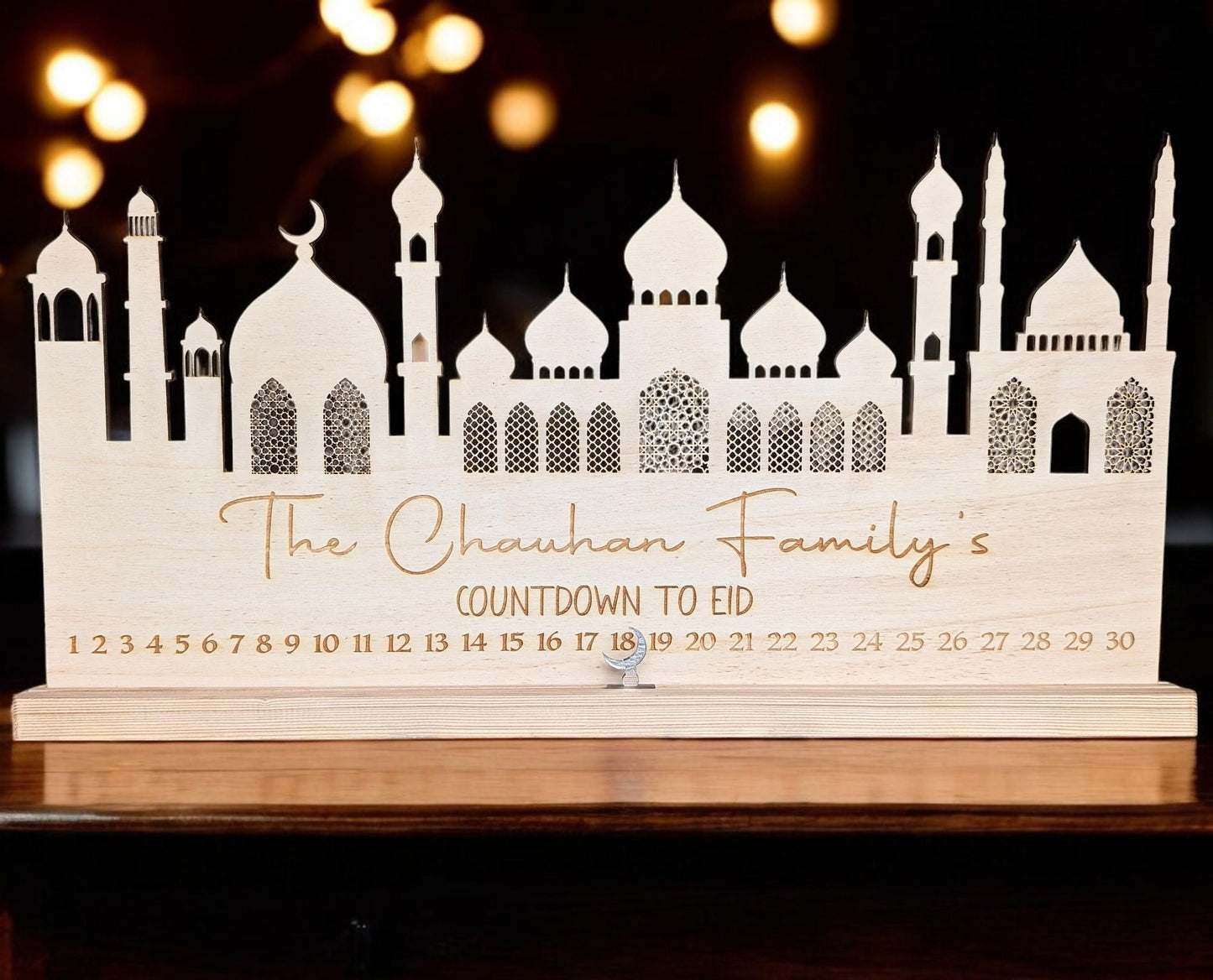 Personalised Wooden Ramadan Calendar | Eid Countdown | Ramadan Decor | Eid Gift | Eid Celebration | Eid Mubarak Table Stand Decoration