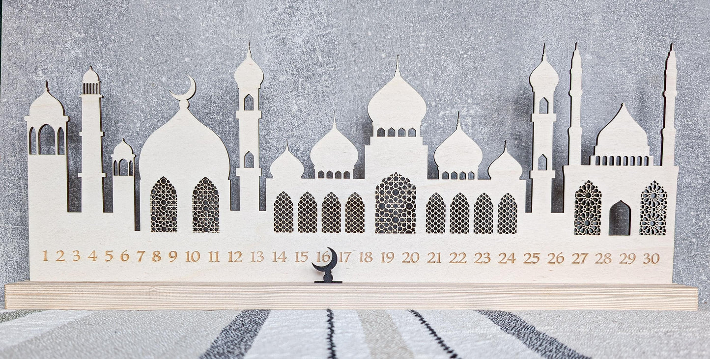 Wooden Ramadan Calendar: Eid Countdown Table Decoration