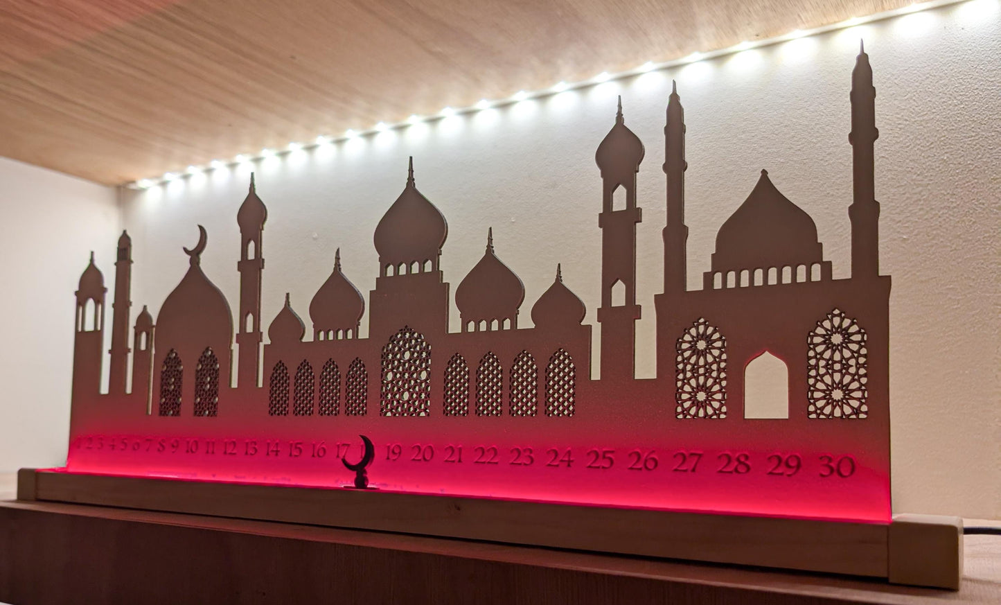 Wooden Ramadan Calendar with LED light | Eid Countdown | Ramadan Lamp | Eid Gift | Eid Celebration |Eid Table Stand Decoration Freestanding