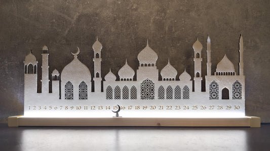 Wooden Ramadan Calendar with LED light | Eid Countdown | Ramadan Lamp | Eid Gift | Eid Celebration |Eid Table Stand Decoration Freestanding