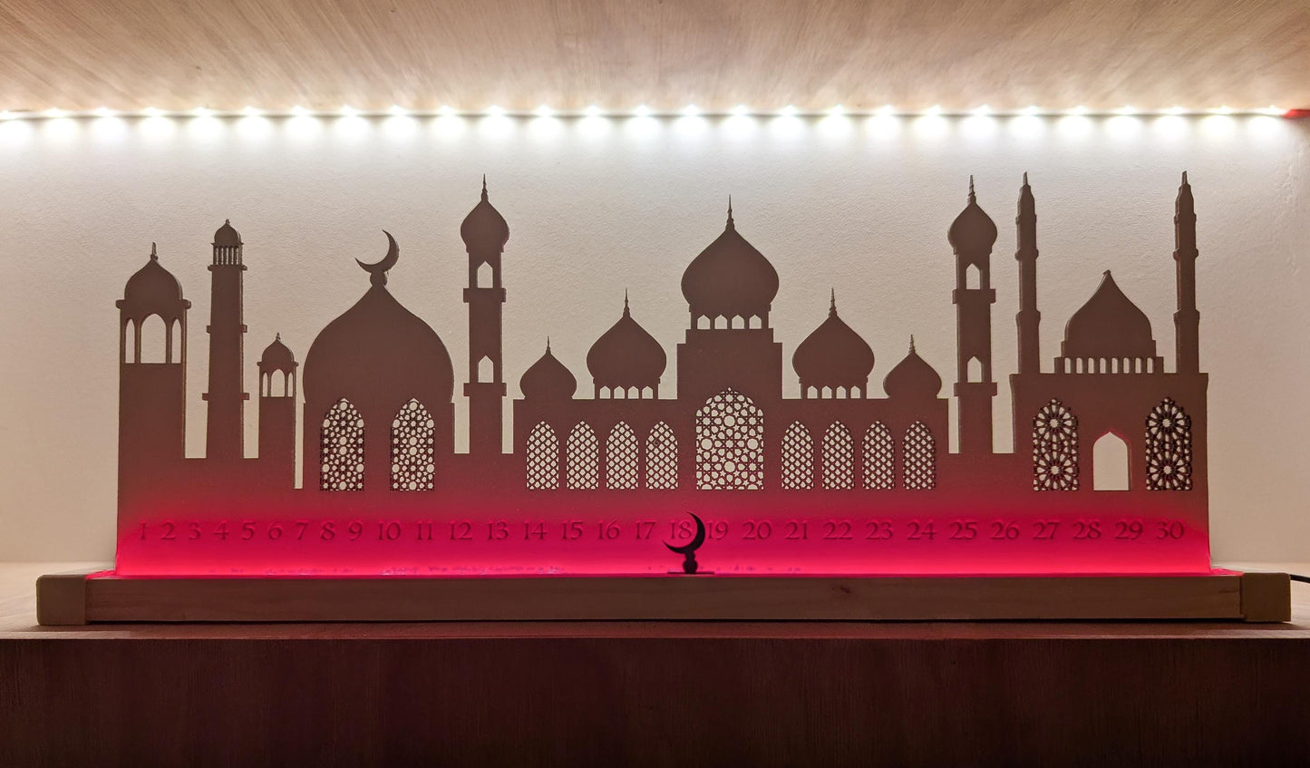 Wooden Ramadan Calendar with LED light | Eid Countdown | Ramadan Lamp | Eid Gift | Eid Celebration |Eid Table Stand Decoration Freestanding