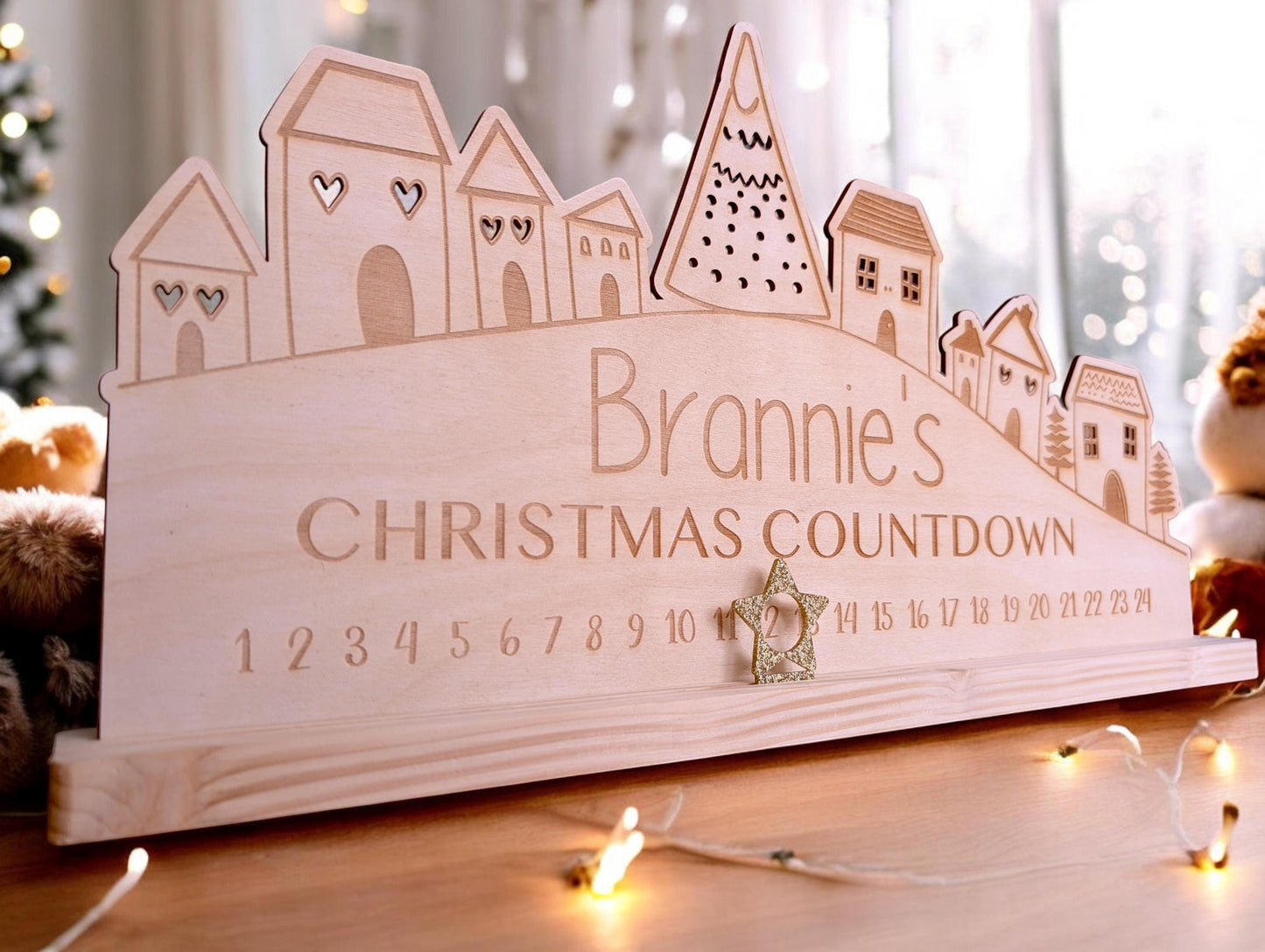 Personalised Wooden Christmas Advent Calendar for Children: Rustic Scandi Xmas Decor | Christmas Nursery