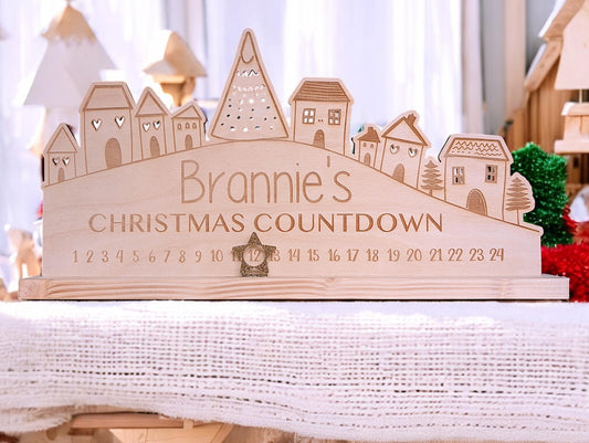 Personalised Wooden Christmas Advent Calendar for Children: Rustic Scandi Xmas Decor | Christmas Nursery