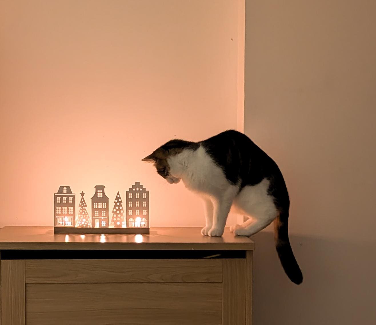 Wooden Christmas Houses tealight holder: Recycled Acrylic Village, Scandi Decor | Bespoke Christmas Decoration | Rustic Christmas Village