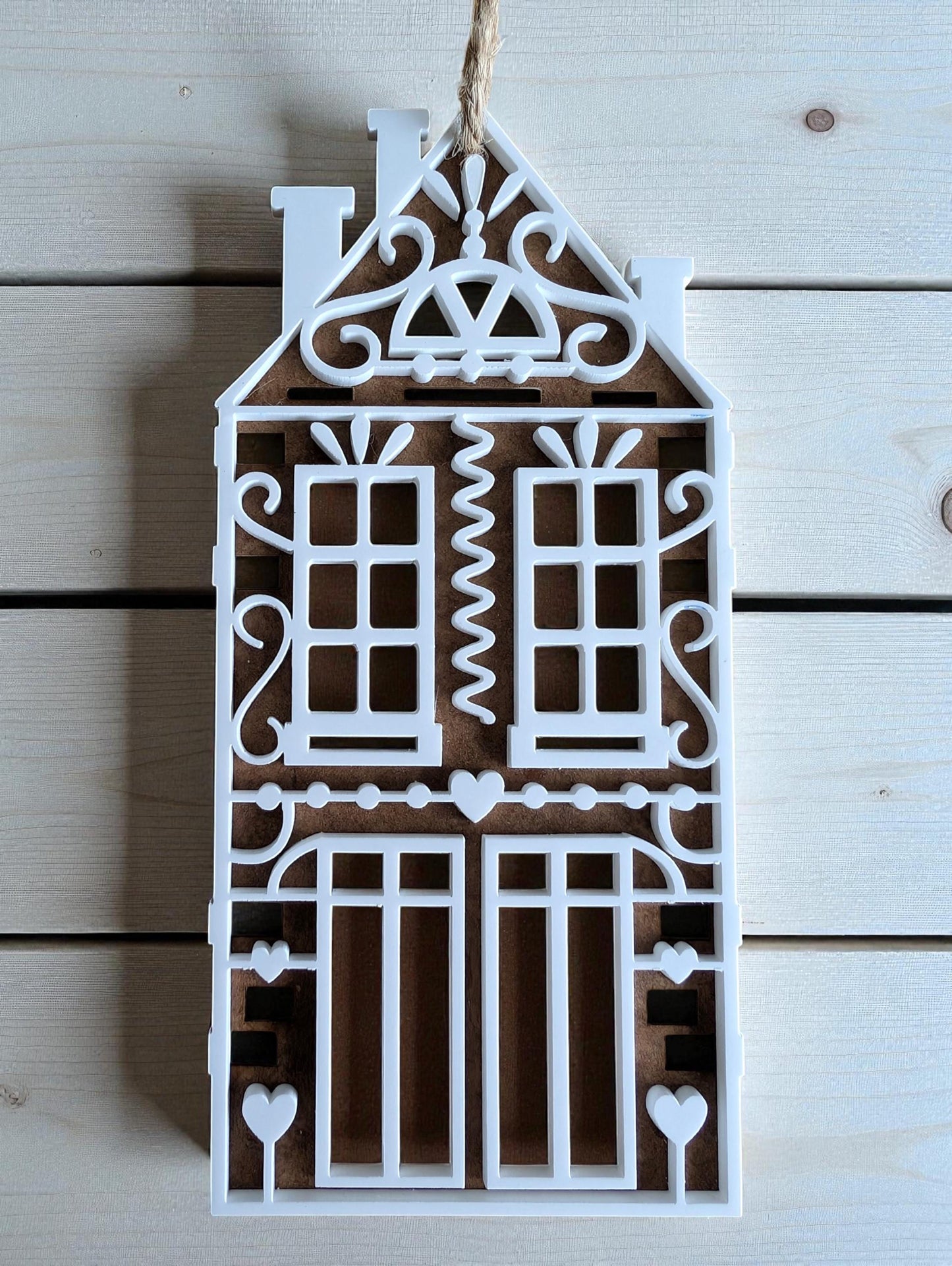 Set of 3 gingerbread houses | Christmas tree ornament | Christmas bauble | Recycled acrylic and cardboard