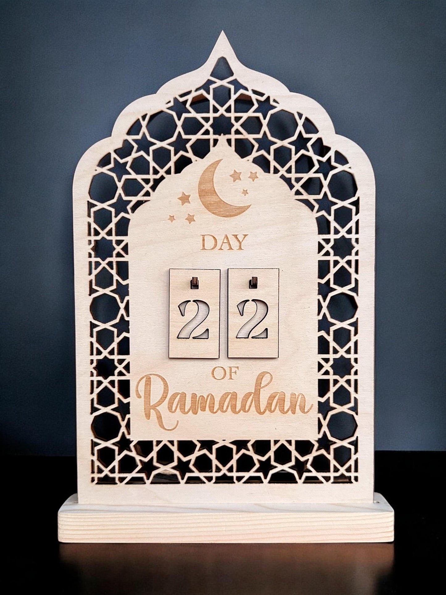 Wooden Ramadan Calendar: Eid Countdown Table Decoration