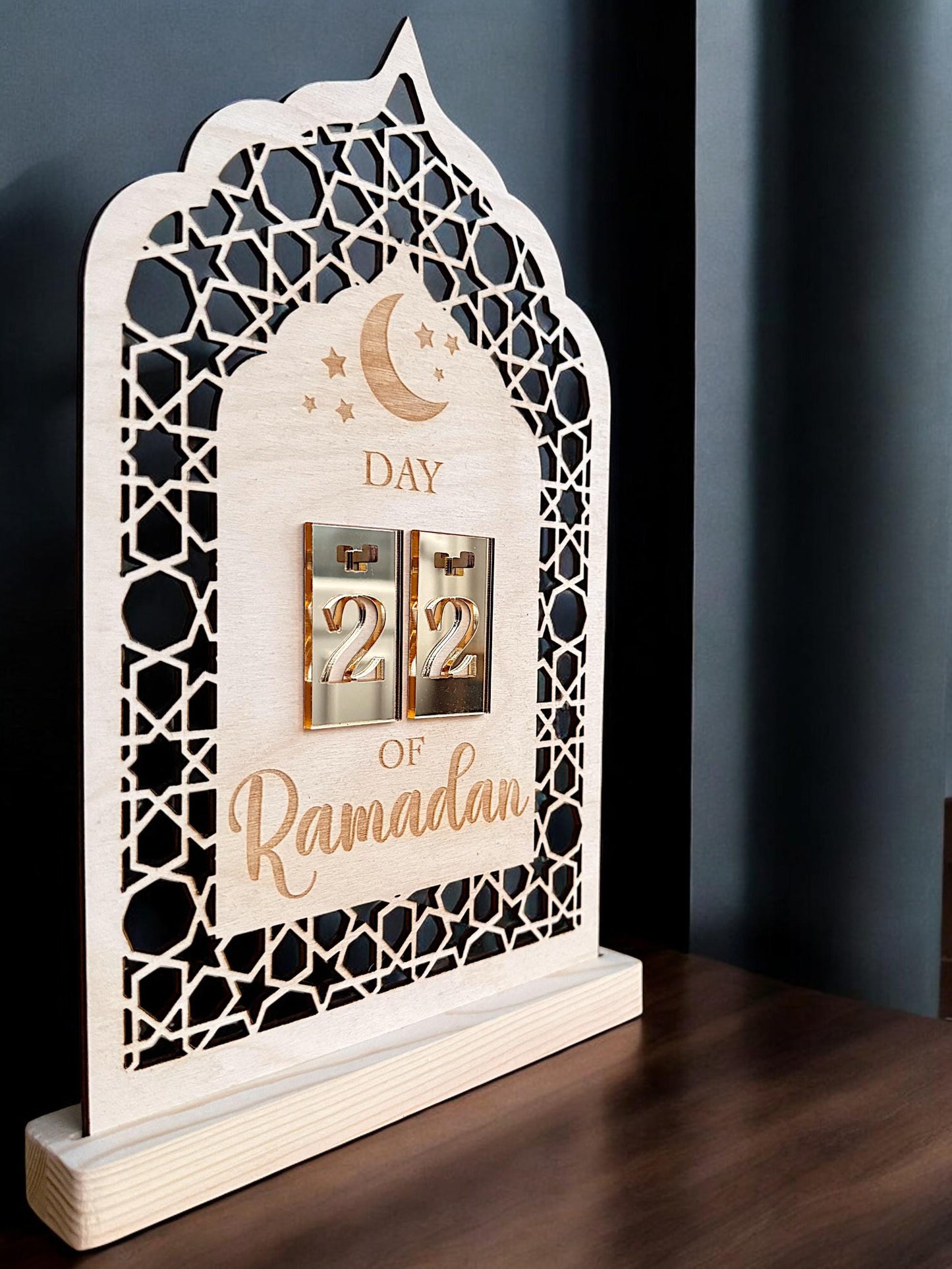 Wooden Ramadan Calendar: Eid Countdown Table Decoration