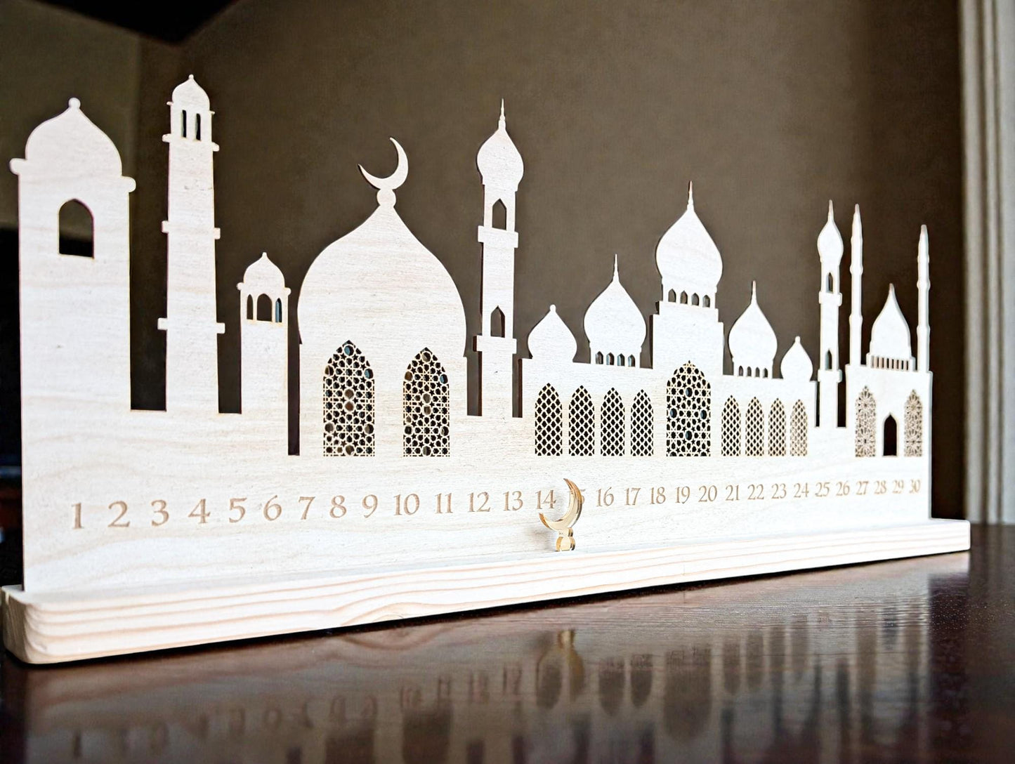 Wooden Ramadan Calendar: Eid Countdown Table Decoration