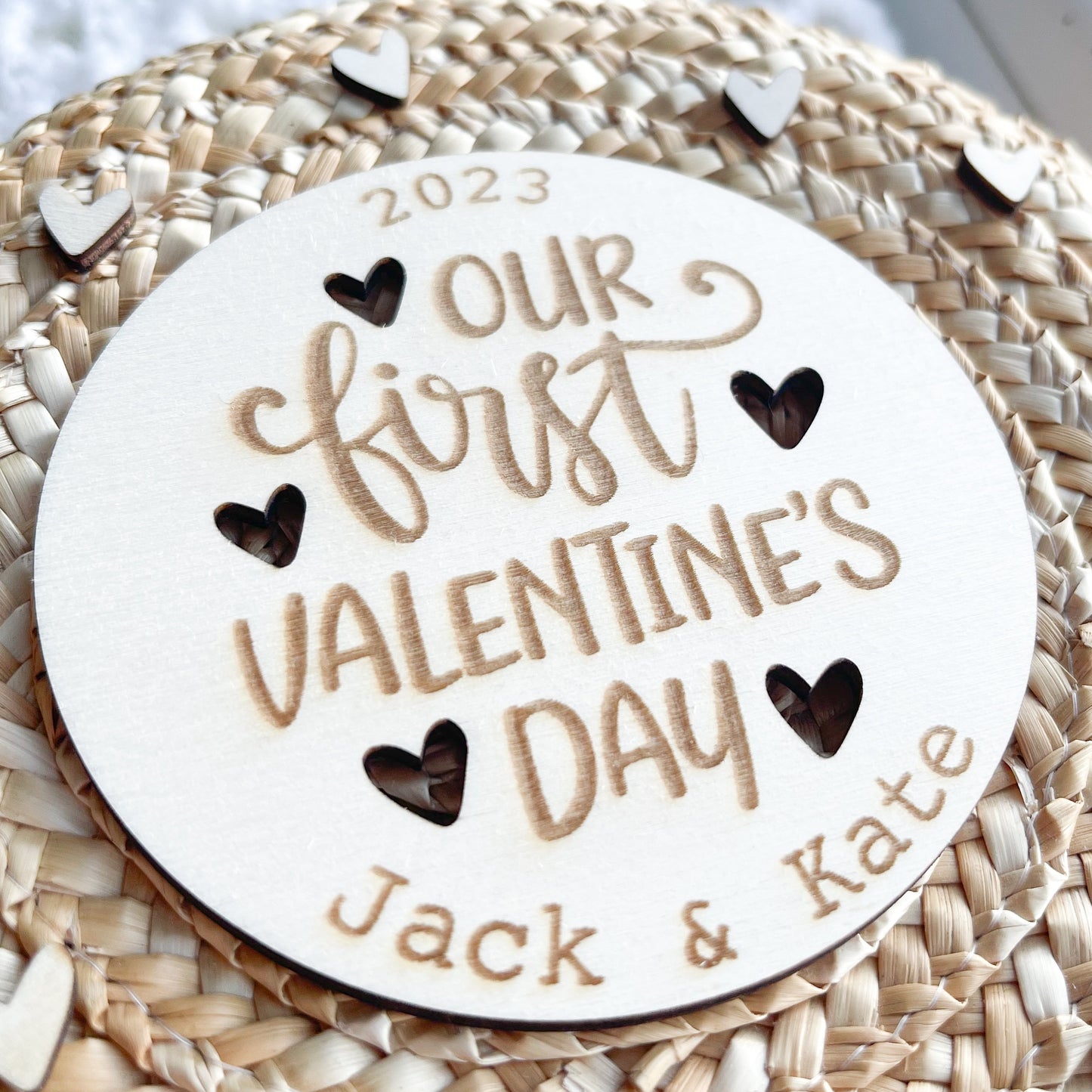 Our first Valentine's day together plaque | wooden couple heart | laser engraved | personalised 1st Valentines