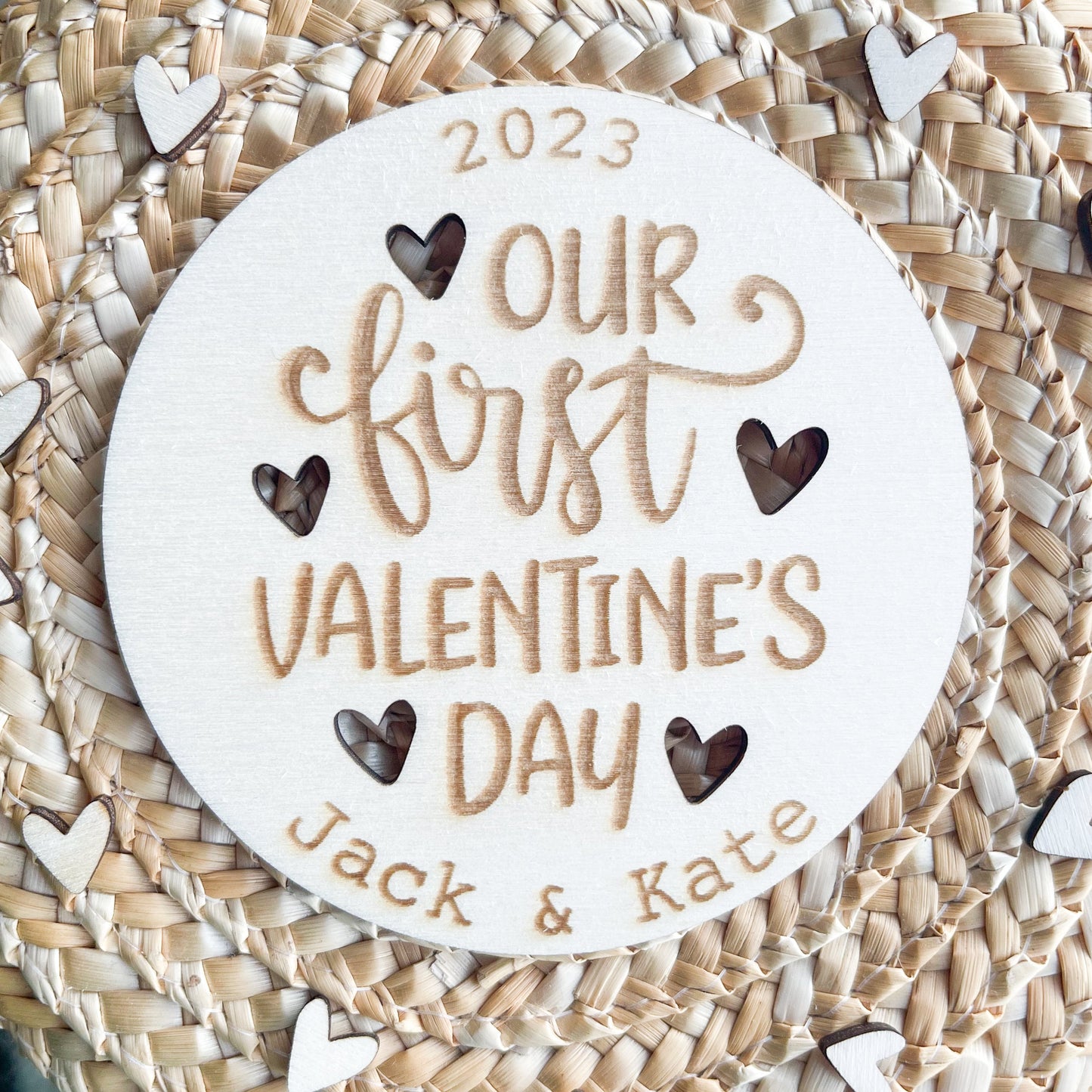 Our first Valentine's day together plaque | wooden couple heart | laser engraved | personalised 1st Valentines