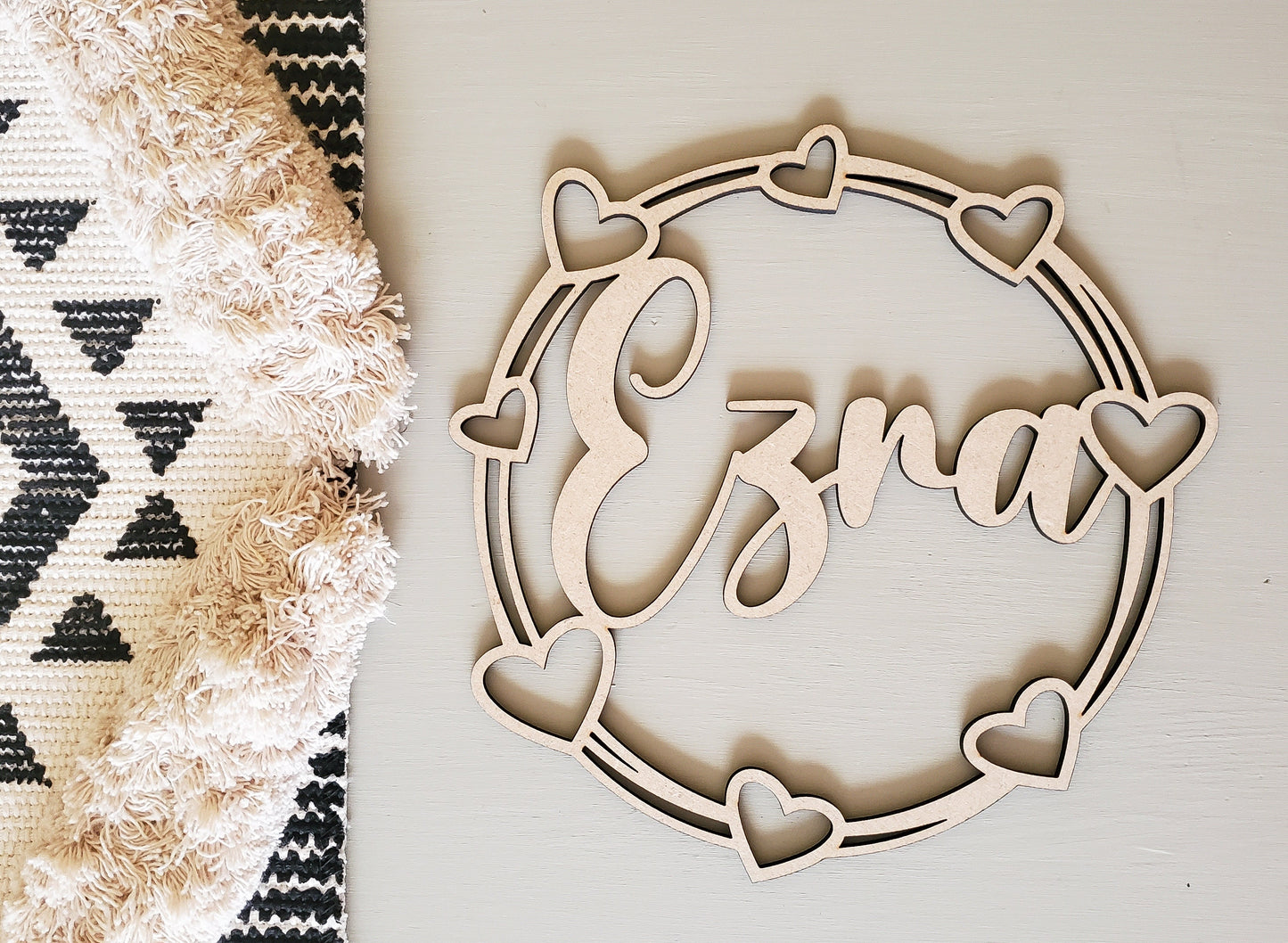 Personalised wooden name hoop | heart name circle | baby shower | kids nursery | personalised birthday gift