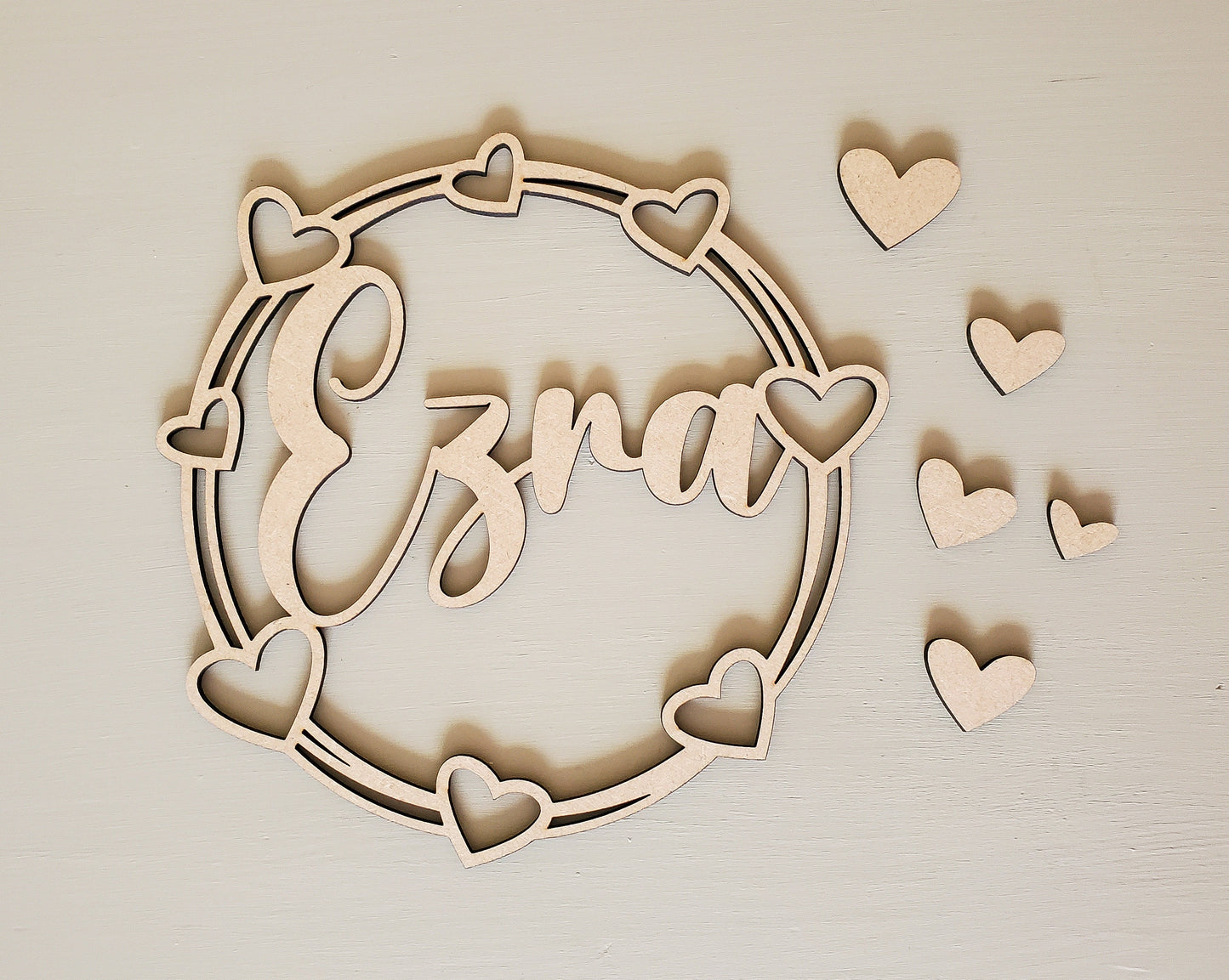 Personalised wooden name hoop | heart name circle | baby shower | kids nursery | personalised birthday gift